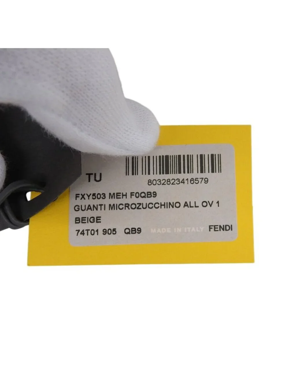 Fendi Wool 100% Zucchino FF Logo Knit Gloves Beige TU